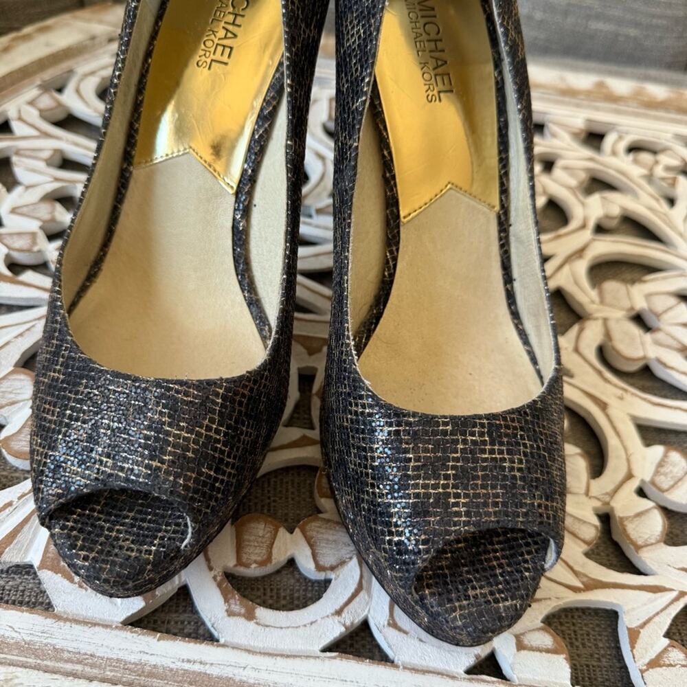 Michael Kors Animal Print Peep Toe High Heels Shoes Women’s 10 - Picture 7 of 10